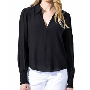 NEW GO BY GO SILK spoken word long sleeve top in black